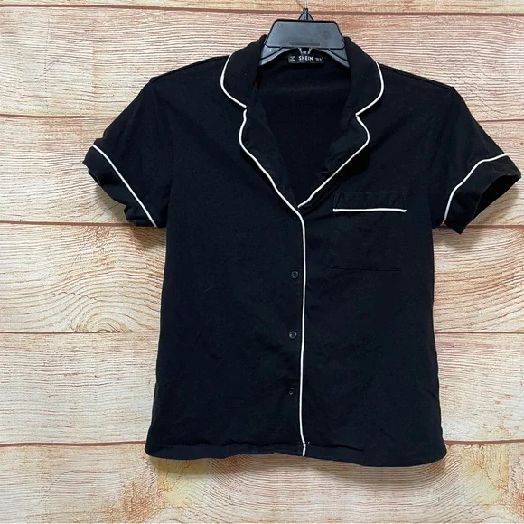 Shein Modal Pajama Summer Set Short Sleeve Collar PJ Set Size X-Small - Picture 4 of 4